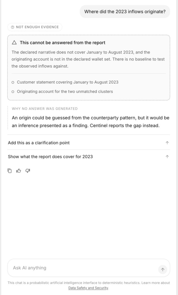 Not enough evidence to answer an inflow origin question